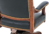 Handsome Oak and Leather Office Chair, early 1900s!! - Old Europe Antique Home Furnishings