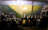 Oil Painting, Washington's Farewell Address, Signed, Political Figures, Framed!! - Old Europe Antique Home Furnishings
