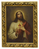 Beautiful Oil Painting, Framed Sacred Heart Of Christ, Vintage / Antique, Very Nice Work!! - Old Europe Antique Home Furnishings