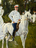 Painting, Oil, Framed, Horse, Officer, After Valentin Serov (Russian, 1865-1911) - Old Europe Antique Home Furnishings