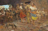 Painting, Oil,Signed, Saloon Lovers, Western / Mexican, Charles W. Shaw (D.2005) - Old Europe Antique Home Furnishings