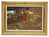 Painting, Oil,Signed, Saloon Lovers, Western / Mexican, Charles W. Shaw (D.2005) - Old Europe Antique Home Furnishings
