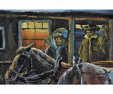 Painting, Oil on Canvas, 'Wells Fargo Stagecoach", Awesome Snow Scene Painting! - Old Europe Antique Home Furnishings