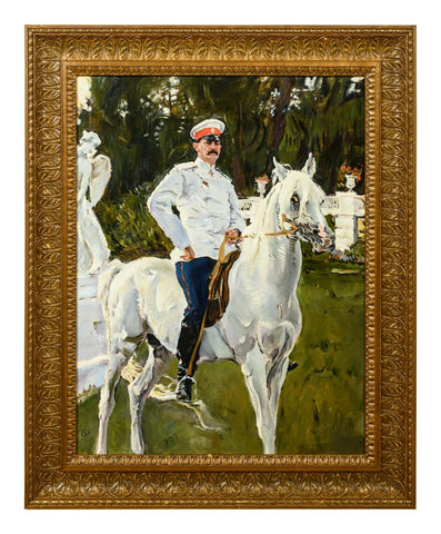 Painting, Oil, Framed, Horse, Officer, After Valentin Serov (Russian, 1865-1911) - Old Europe Antique Home Furnishings