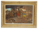 Painting, Oil,Signed, Saloon Lovers, Western / Mexican, Charles W. Shaw (D.2005) - Old Europe Antique Home Furnishings