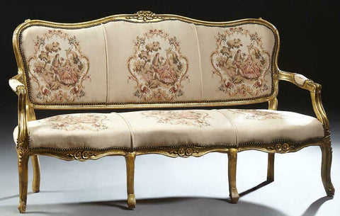 1920s French Louis XV Rococo Style Gold Gilt Parlor Chair Armchair