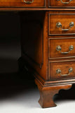Partner's Desk, Antique / Vintage, George II Style Walnut Burgundy Leather Top! - Old Europe Antique Home Furnishings