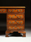 Partner's Desk, Antique / Vintage, George II Style Walnut Burgundy Leather Top! - Old Europe Antique Home Furnishings