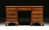 Partner's Desk, Antique / Vintage, George II Style Walnut Burgundy Leather Top! - Old Europe Antique Home Furnishings
