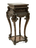 Pedestal, Hardwood Stand, Chinese Carved, Height 36.5, Vintage 1900's!! - Old Europe Antique Home Furnishings