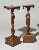 Pedestals. Stands, 2 French Breton Style Full Figural Carved, Vintage / Antique - Old Europe Antique Home Furnishings