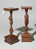 Pedestals. Stands, 2 French Breton Style Full Figural Carved, Vintage / Antique - Old Europe Antique Home Furnishings