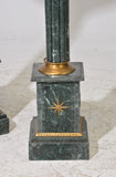 Pedestals, Green Marble, Pair, Gilt Accents, 42 Ins Tall, Vintage / Antique!! - Old Europe Antique Home Furnishings