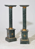 Pedestals, Green Marble, Pair, Gilt Accents, 42 Ins Tall, Vintage / Antique!! - Old Europe Antique Home Furnishings