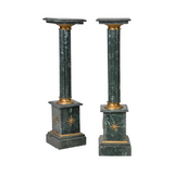 Pedestals, Green Marble, Pair, Gilt Accents, 42 Ins Tall, Vintage / Antique!! - Old Europe Antique Home Furnishings