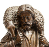 HANDSOME RELIGIOUS FINELY CARVED WOOD FIGURE CHRIST & LAMB, Antique!!! - Old Europe Antique Home Furnishings