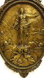 Religious Plaque, Gilt Metal, Assumption of Mary, Beautiful Vintage / Antique Decor!!! - Old Europe Antique Home Furnishings
