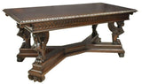 Table, Italian Renaissance Revival Carved Walnut, Early 1900s, Handsome Vintage! - Old Europe Antique Home Furnishings
