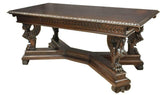 Table, Italian Renaissance Revival Carved Walnut, Early 1900s, Handsome Vintage! - Old Europe Antique Home Furnishings