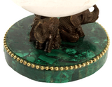 Rock Crystal Sphere On Malachite and Patinated Bronze Tiled Base, 7 Inches Tall! - Old Europe Antique Home Furnishings