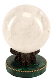 Rock Crystal Sphere On Malachite and Patinated Bronze Tiled Base, 7 Inches Tall! - Old Europe Antique Home Furnishings