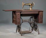 Antique Sewing Machine, Singer, with Sewing Table, 19th C, ( 1800s ) Oak Case! - Old Europe Antique Home Furnishings
