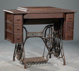 Antique Sewing Machine, Singer, with Sewing Table, 19th C, ( 1800s ) Oak Case! - Old Europe Antique Home Furnishings
