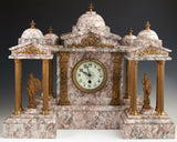 Antique Clock Set, Violette Marble, Gilt Spelter, Three Piece, Continental, Absolutely Magnificent, 1800s! - Old Europe Antique Home Furnishings