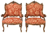 Salon Set French Louis XV Style Upholstered, Stunning, Vintage / Antique, 5 Pcs - Old Europe Antique Home Furnishings