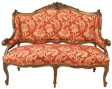 Salon Set French Louis XV Style Upholstered, Stunning, Vintage / Antique, 5 Pcs - Old Europe Antique Home Furnishings