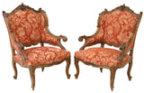 Salon Set French Louis XV Style Upholstered, Stunning, Vintage / Antique, 5 Pcs - Old Europe Antique Home Furnishings