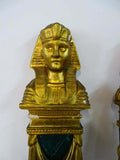 Sconces, Egyptian, Revival Gilt Wood & Faux Green Malachite, Pair, Gorgeous!! - Old Europe Antique Home Furnishings