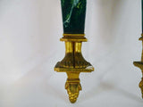 Sconces, Egyptian, Revival Gilt Wood & Faux Green Malachite, Pair, Gorgeous!! - Old Europe Antique Home Furnishings