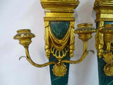 Sconces, Egyptian, Revival Gilt Wood & Faux Green Malachite, Pair, Gorgeous!! - Old Europe Antique Home Furnishings