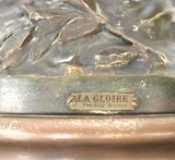 Sculpture, Patinated Metal, Signed, "La Gloire" After Auguste Moreau 38.5" H! - Old Europe Antique Home Furnishings