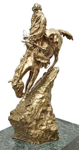 Sculpture, Bronze, After Remington, "Mountain Man", Marble Base, 26.25"H!! - Old Europe Antique Home Furnishings