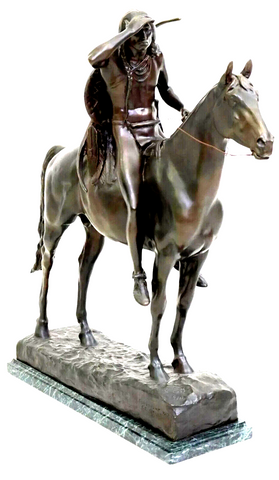 Sculpture, Bronze, Western Patinated, "The Scout" After Cyrus Dallin (1861-1944) - Old Europe Antique Home Furnishings