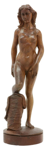 Sculpture, Carved Wood, Signed, Yepez Female Nude, 15 Ins H., Home Decor! - Old Europe Antique Home Furnishings