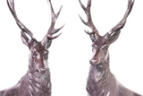 Sculptures, Bronze Stags, Patinated, (2) After Jules Moigniez, Signed, Large 29 - Old Europe Antique Home Furnishings