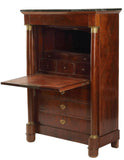 Secretaire A Abattant French Empire Mahogany, Marble Top, Vintage / Antique!! - Old Europe Antique Home Furnishings