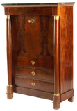 Secretaire A Abattant French Empire Mahogany, Marble Top, Vintage / Antique!! - Old Europe Antique Home Furnishings