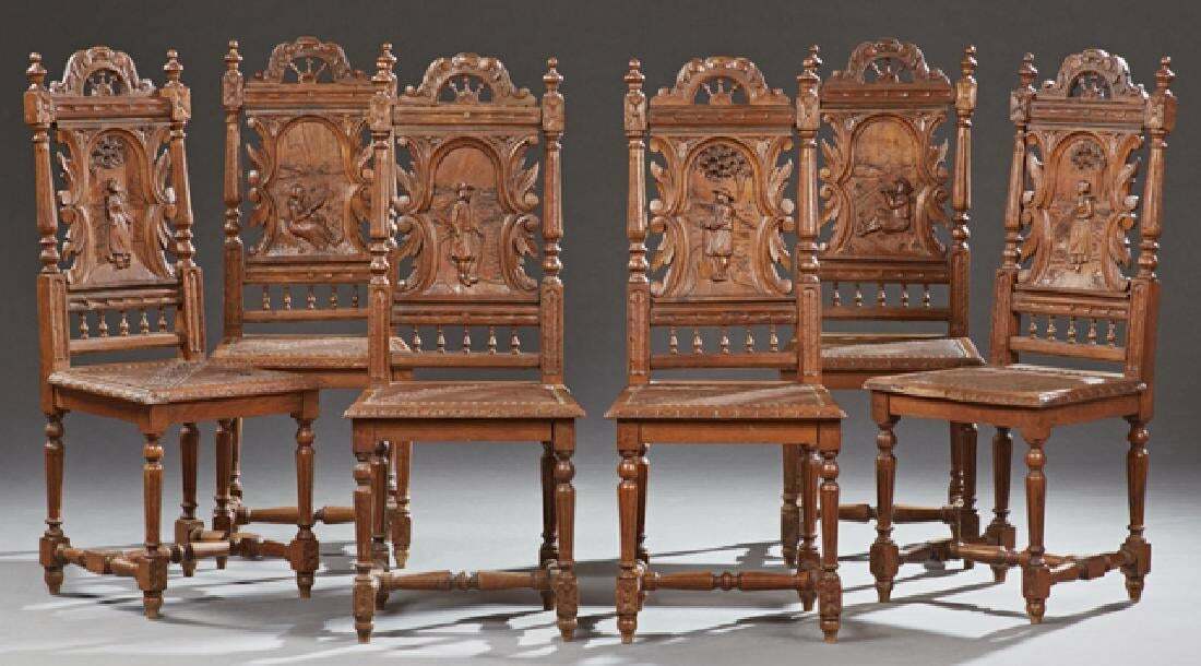 Carved oak online chairs