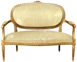 Settee, Armchairs, Four, French Louis XVI Style Giltwood, Salon, Early 1900's! - Old Europe Antique Home Furnishings