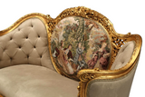 Settees, (2) Louis XVI Style Gilt Upholstered, Decorated, Charming, Vintage!! - Old Europe Antique Home Furnishings