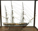 Ship Model, USS Constellation and Large Display Case, Fantastic Piece!! - Old Europe Antique Home Furnishings
