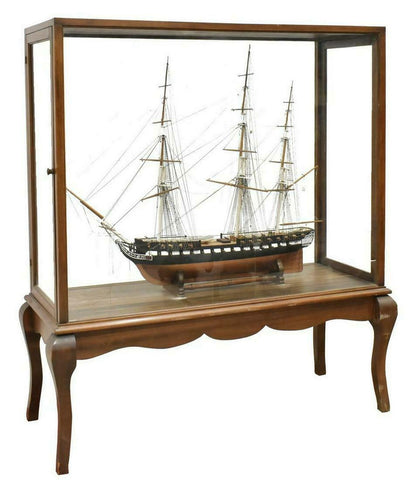 Ship Model, USS Constellation and Large Display Case, Fantastic Piece!! - Old Europe Antique Home Furnishings