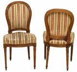 Side Chairs, 4 Italian Louis XVI Style Walnut, Striped Upholstered Vintage!! - Old Europe Antique Home Furnishings