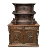 Antique Sideboard, Hunt Game, Highly Carved, German, Black Forest Style, 1800's! - Old Europe Antique Home Furnishings