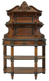 Sideboard, French Napoleon III Saint Hubert, Walnut, Green Marble Top, 1800's! - Old Europe Antique Home Furnishings