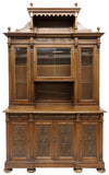 Sideboard, Italian Foliate & Figural, Carved Walnut, Foliates, Glass, 1800s!! - Old Europe Antique Home Furnishings